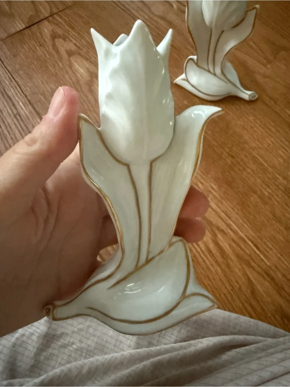 Set of 2 Vista Alegre porcelain candle holders - made in Portugal